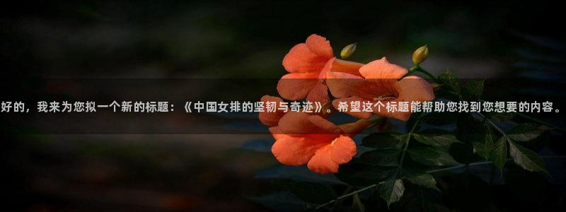 风速体育ios：好的，我来为您拟一个新的标题：《中国女排的坚韧与奇迹》。希望这个标题能帮助您找到您想要的内容。